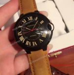 Japan Replica Cartier Watch Ballon Bleu Black Case Brown Leather - Top Grade